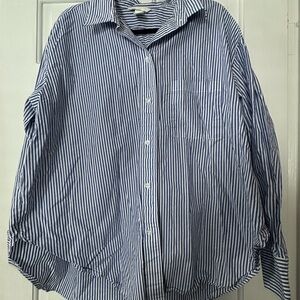 H&M Oversized Striped Button-up Shirt